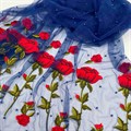 Сетка вышивка с бусинами Розы василек - фото 10952
